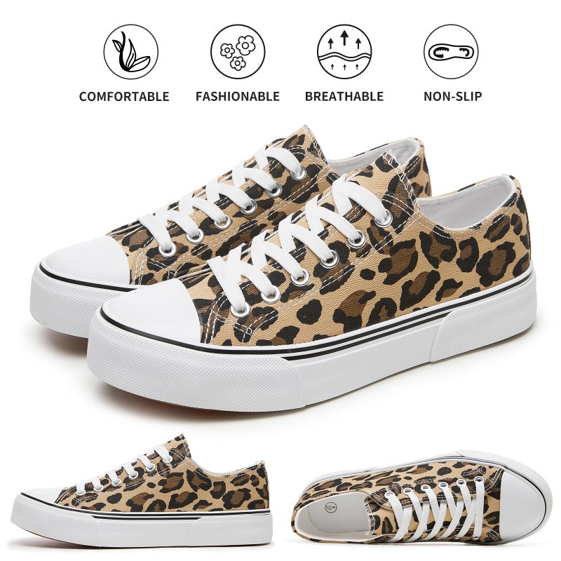 hash bubbie Women's Canvas Shoes Fashion Canvas Sneakers for Women Casual Tennis Shoes Low Top Walking Shoes(Leopard Print,US8) - Image 5